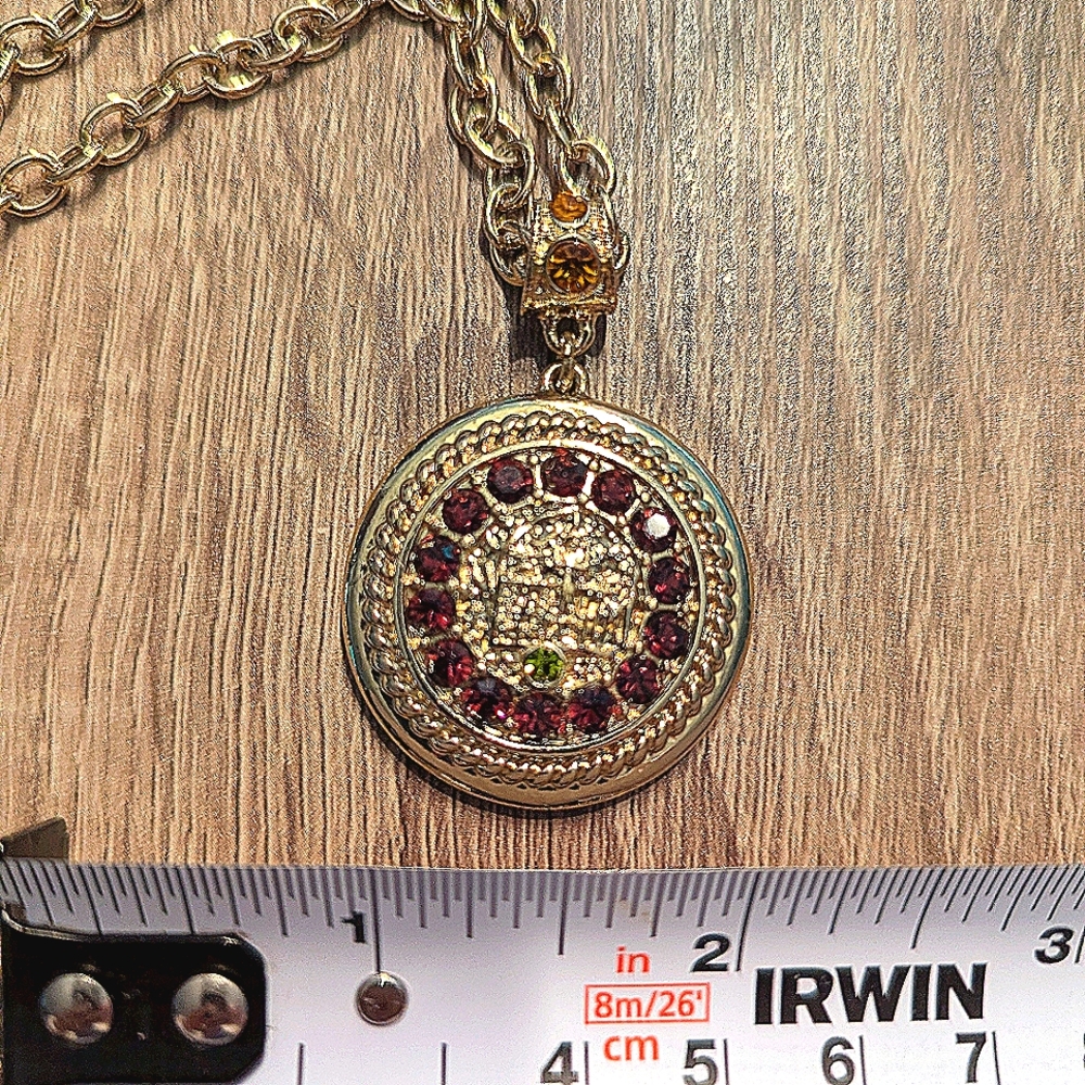 Heidi Daus Gold Tone and Purple Necklace with Intricate Pendant - Picture 6 of 8